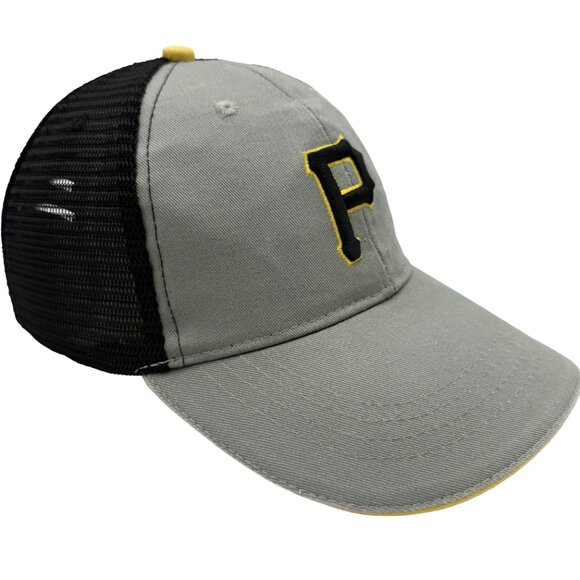 VTG PITTSBURGH PIRATES Grey/Black trucker Hat – Adjust strap, Black/Gold P Logo - Picture 2 of 12